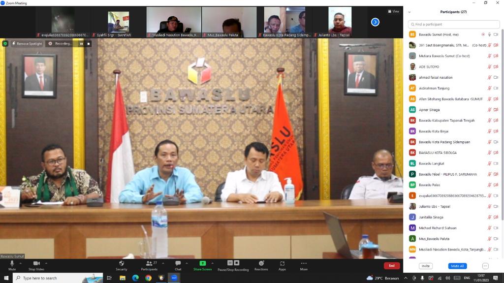 GELAR RAPAT KORDINASI, BAWASLU PROVINSI DAN KABUPATEN/KOTA SE-SUMUT DIRIKAN POSKO PENGADUAN MASYARAKAT TERKAIT DUGAAN PENCATUTAN DATA DIRI PADA SILON