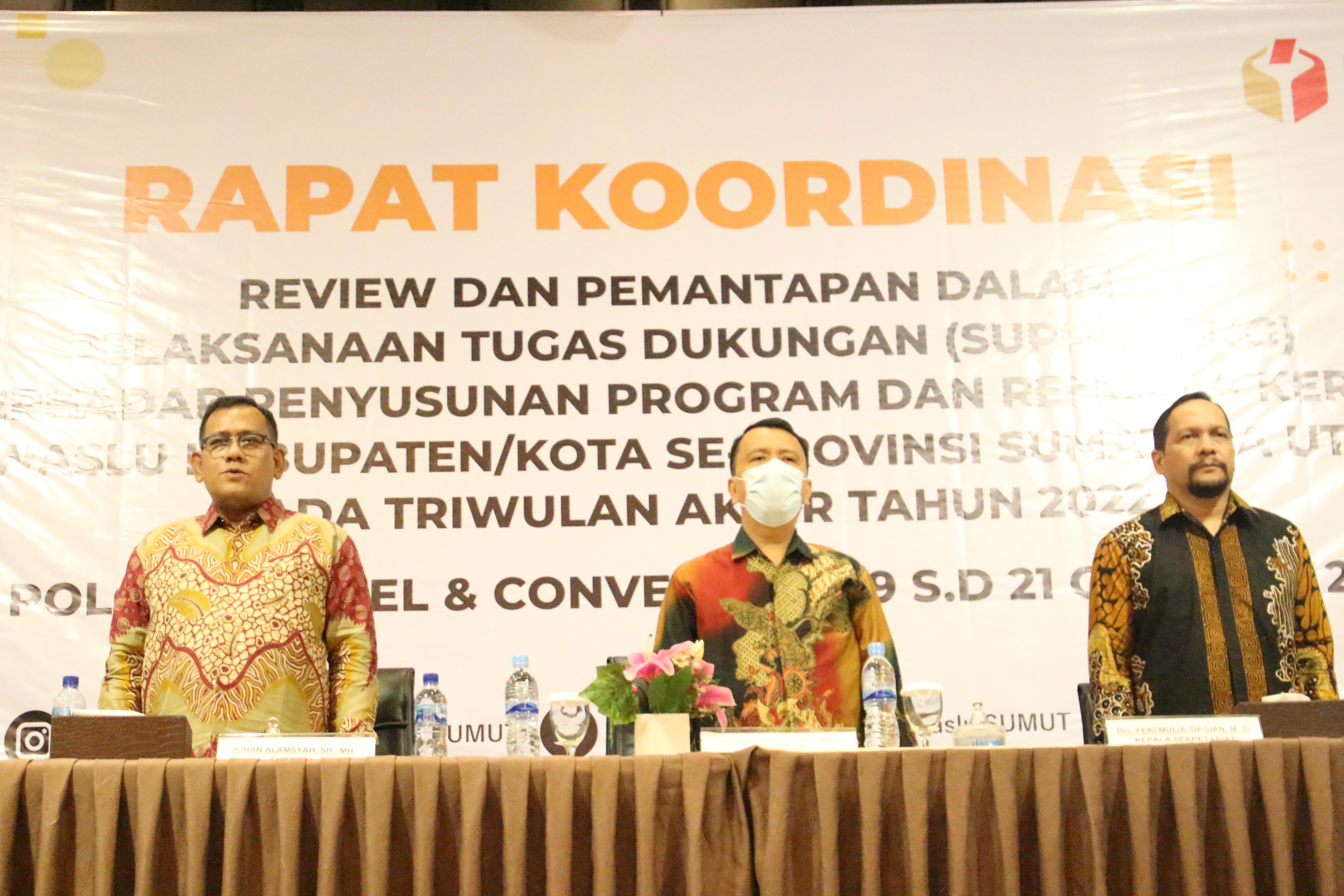 Bawaslu Sumut Gelar Rapat Koordinasi Review dan PemantapanÂ  Dalam Pelaksanaan Tugas Dukungan (Supporting) Terhadap Penyusunan Program dan Rencana Kerja Bawaslu Kabupaten/Kota Se-Sumatera Utara Triwulan Akhir Tahun 2022
