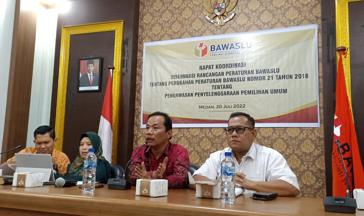 Bawaslu Sumut Lakukan Diseminasi Rancangan Perubahan Perbawaslu Nomor 21 Tahun 2018 Tentang Pengawasan Penyelenggaraan Pemilu