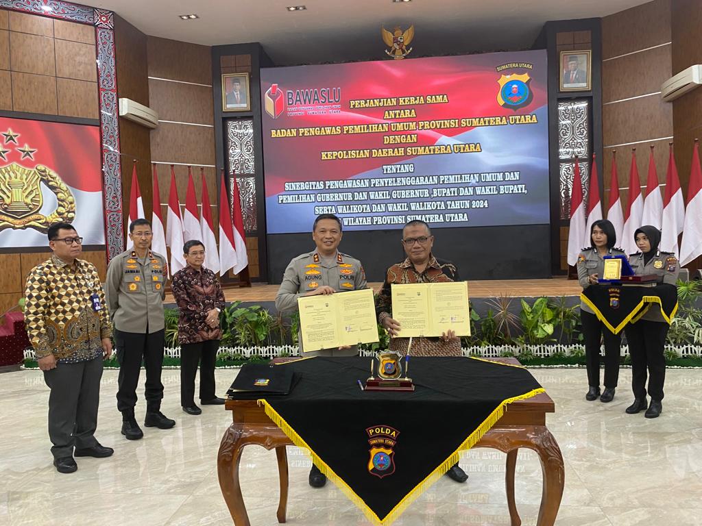Jalin Sinergitas, Bawaslu Sumut dan Poldasu Tanda Tangani Perjanjian Kerjasama